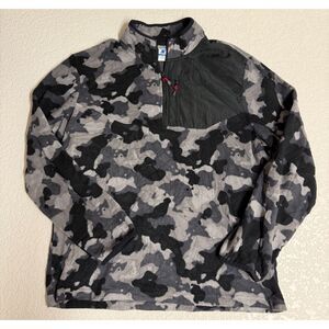 Starter Men's L Black Gray Camo Fleece Quarter Zip Pullover Jacket
